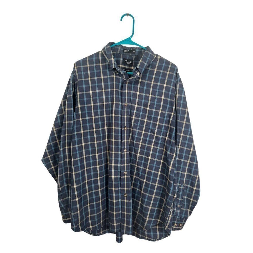 Haggar men's button up checkered‎ shirt, size large